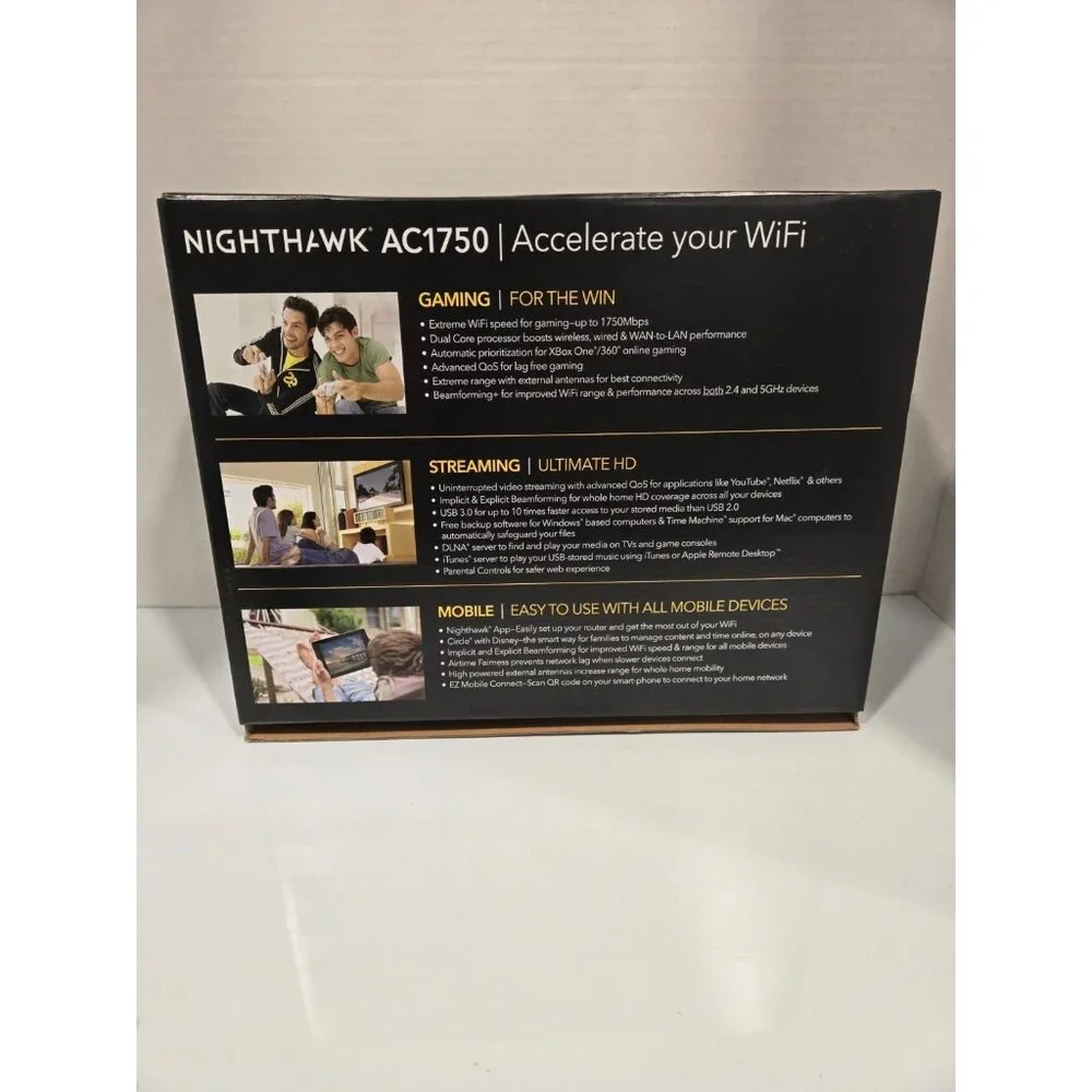 Netgear AC1750 Nighthawk R6700-100NAS Dual-Band Wi-Fi Router, 1.75Gbps